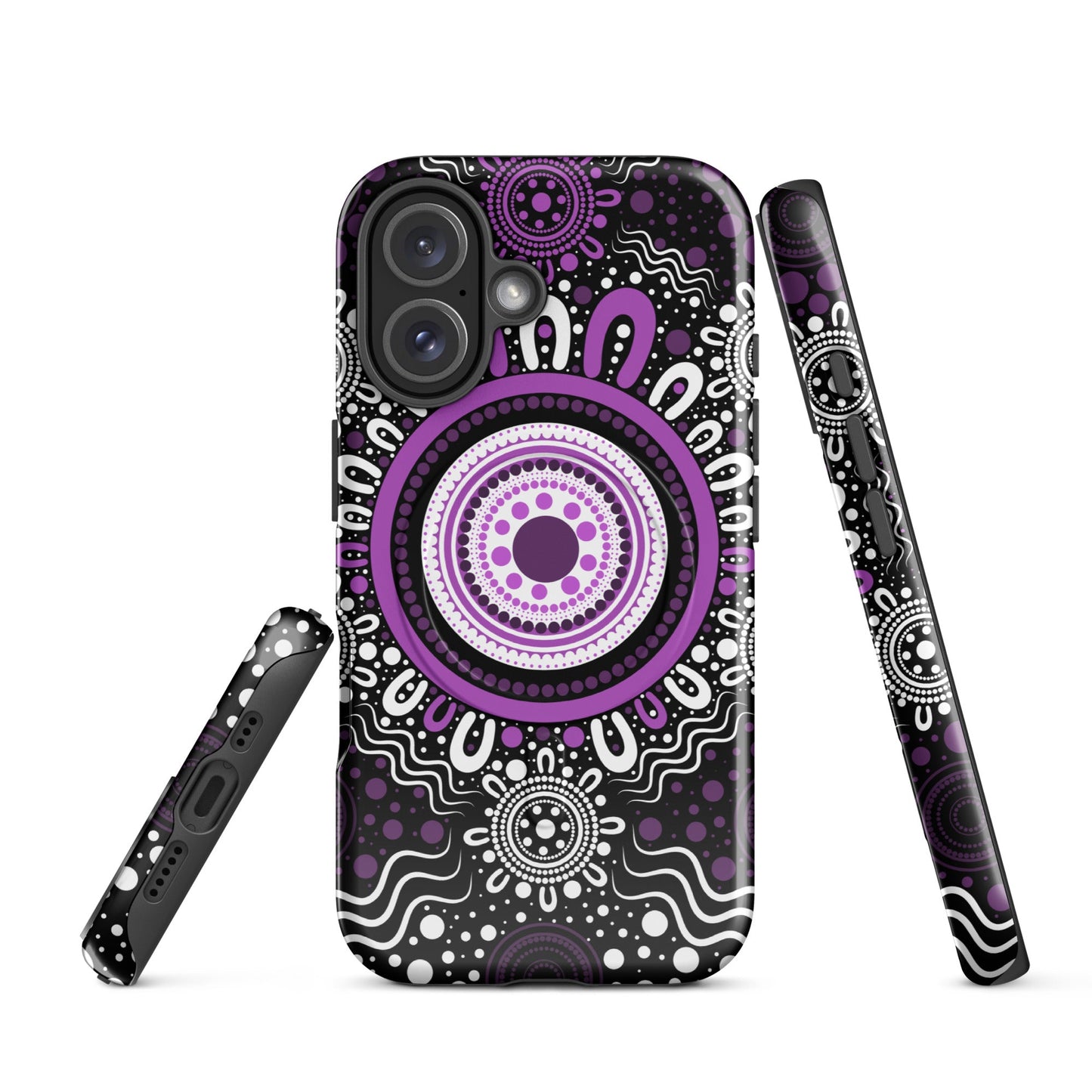 "Woven Together" Black and Purple MagSafe® Tough Case for iPhone® - Aboriginal Art by Lani