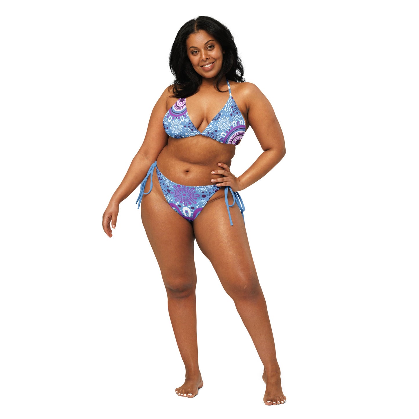 "Woven Together" Blue and Purple Bikini Set - Aboriginal Art by LaniBikini