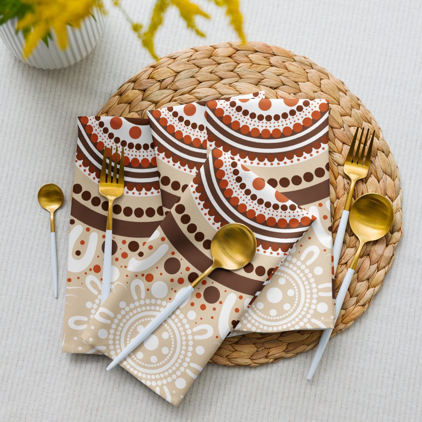 "Woven Together" Cloth Napkin Set (4 Included) - Aboriginal Art by Lani