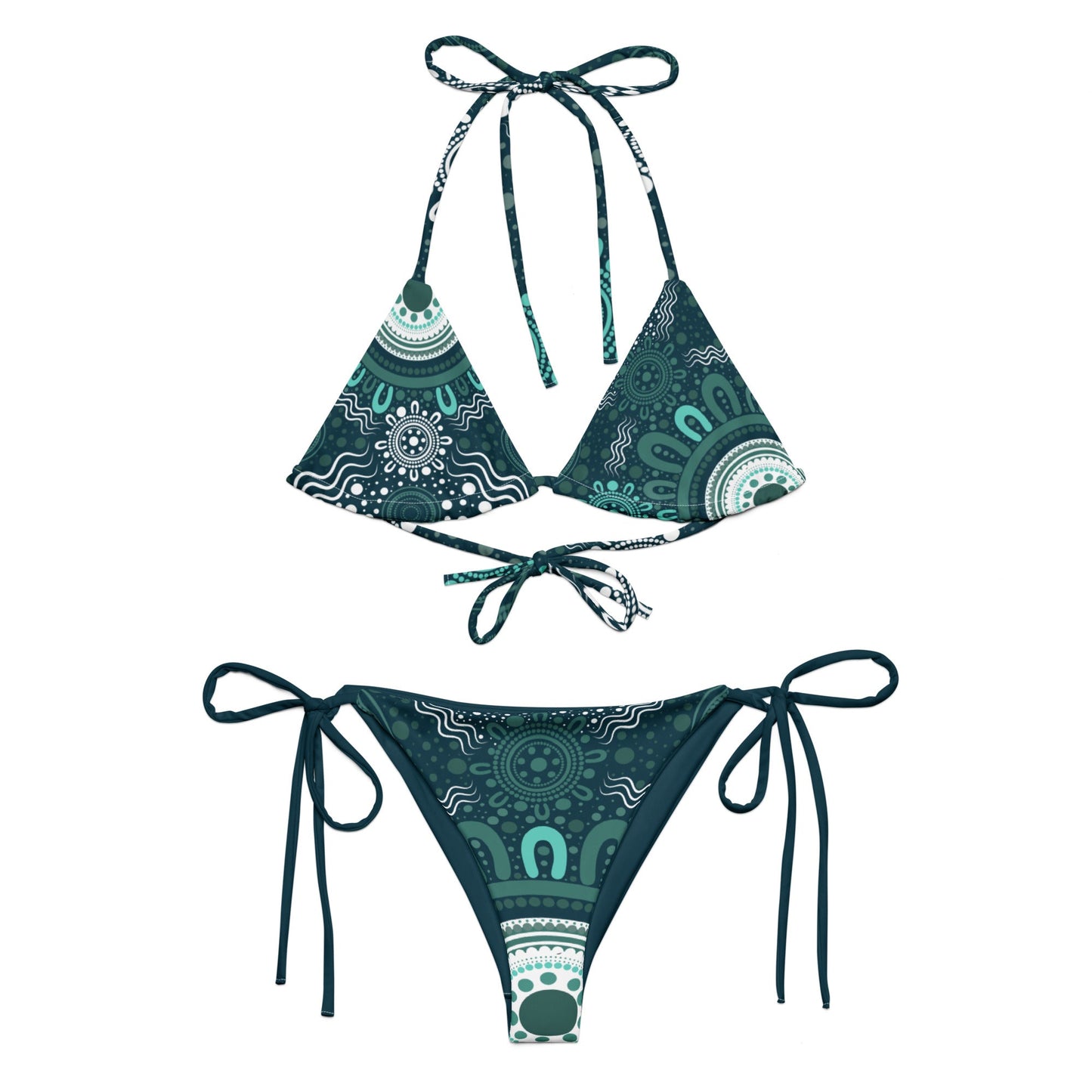 "Woven Together" Green Bikini Set - Aboriginal Art by LaniBikini