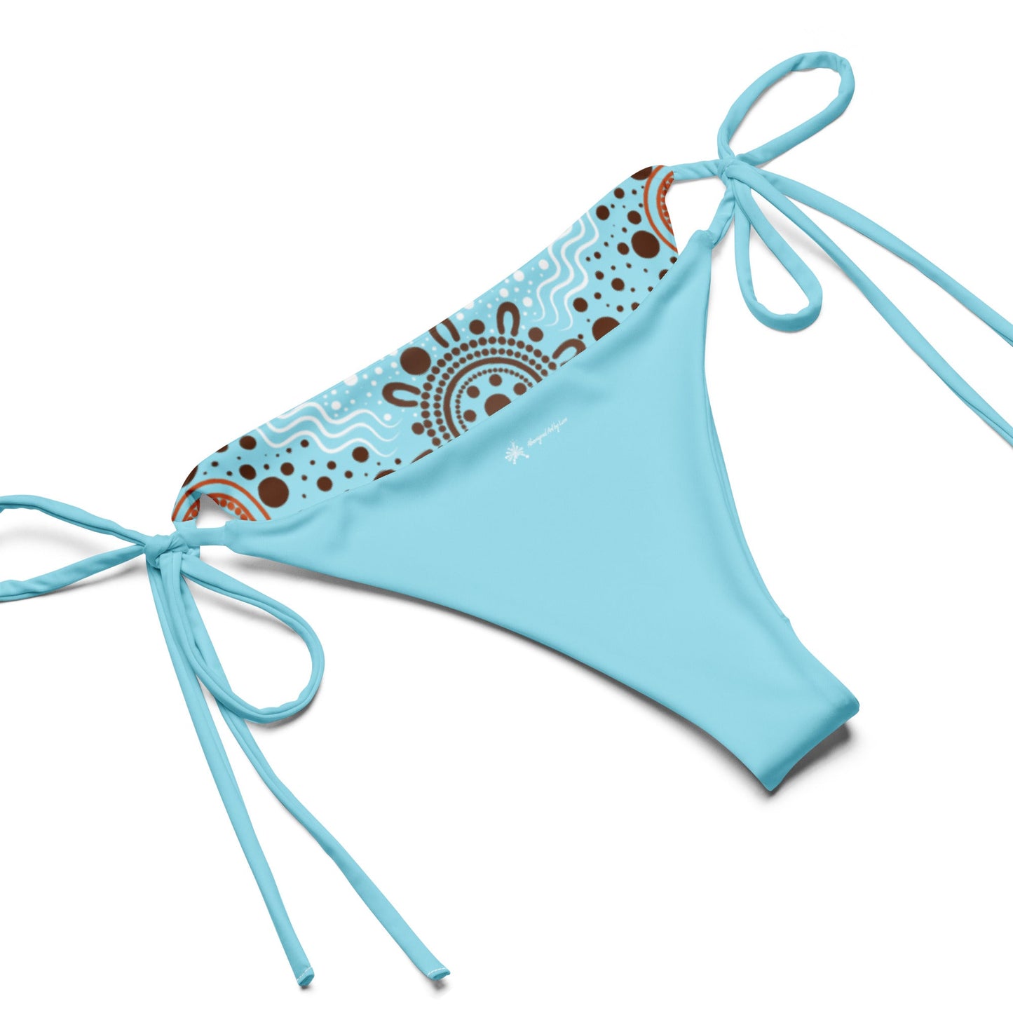 "Woven Together" Light Blue and Brown Bikini Set - Aboriginal Art by LaniBikini