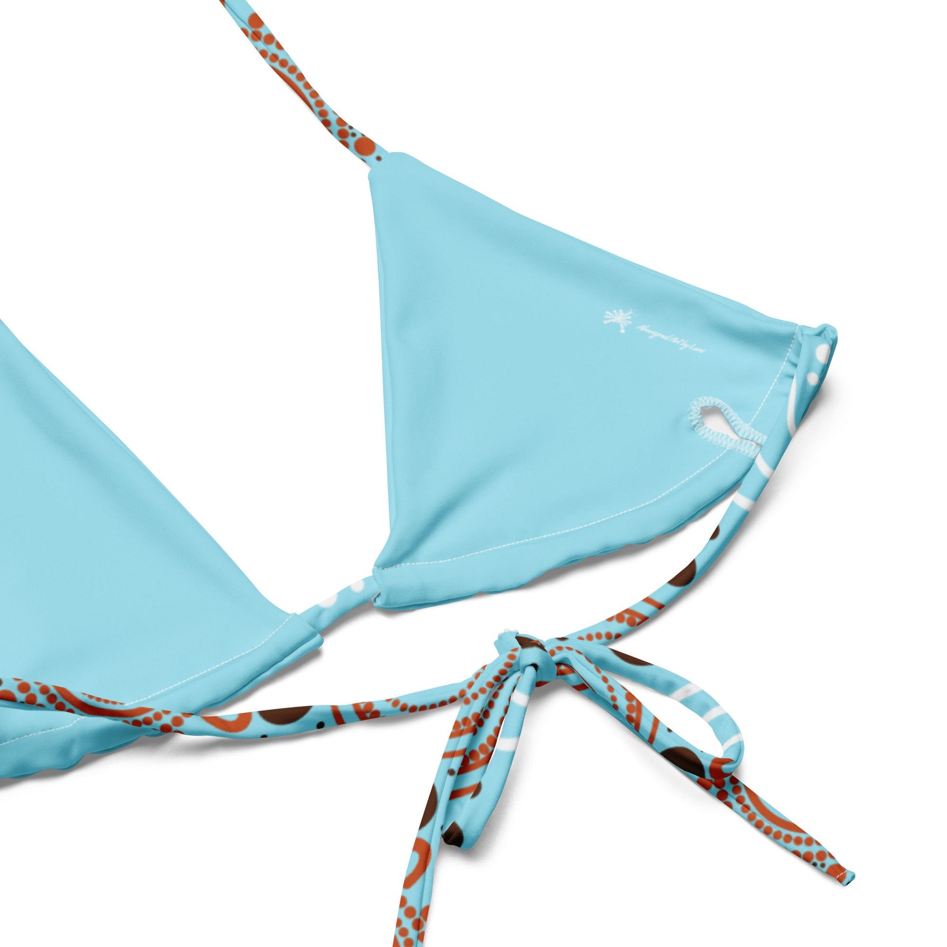 "Woven Together" Light Blue and Brown Bikini Set - Aboriginal Art by LaniBikini