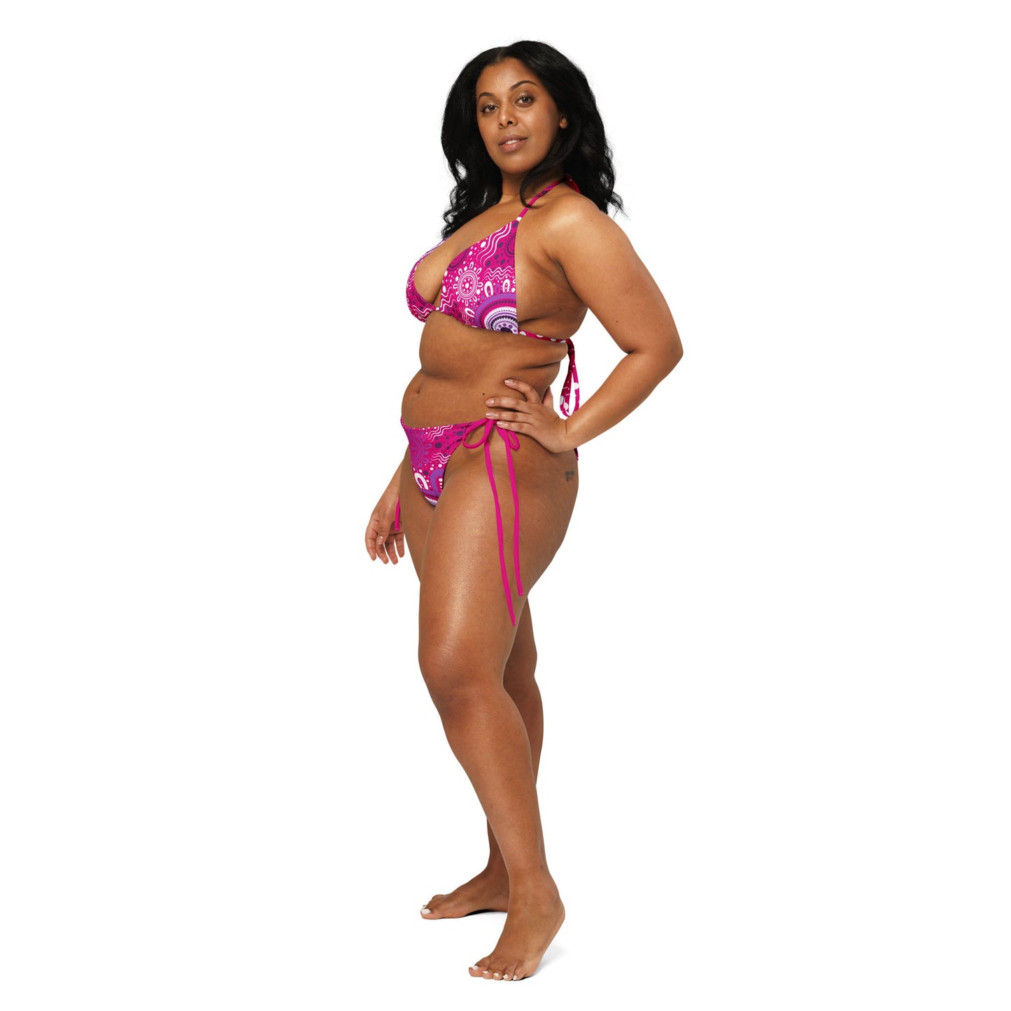 "Woven Together" Pink and Purple Bikini Set - Aboriginal Art by LaniBikini