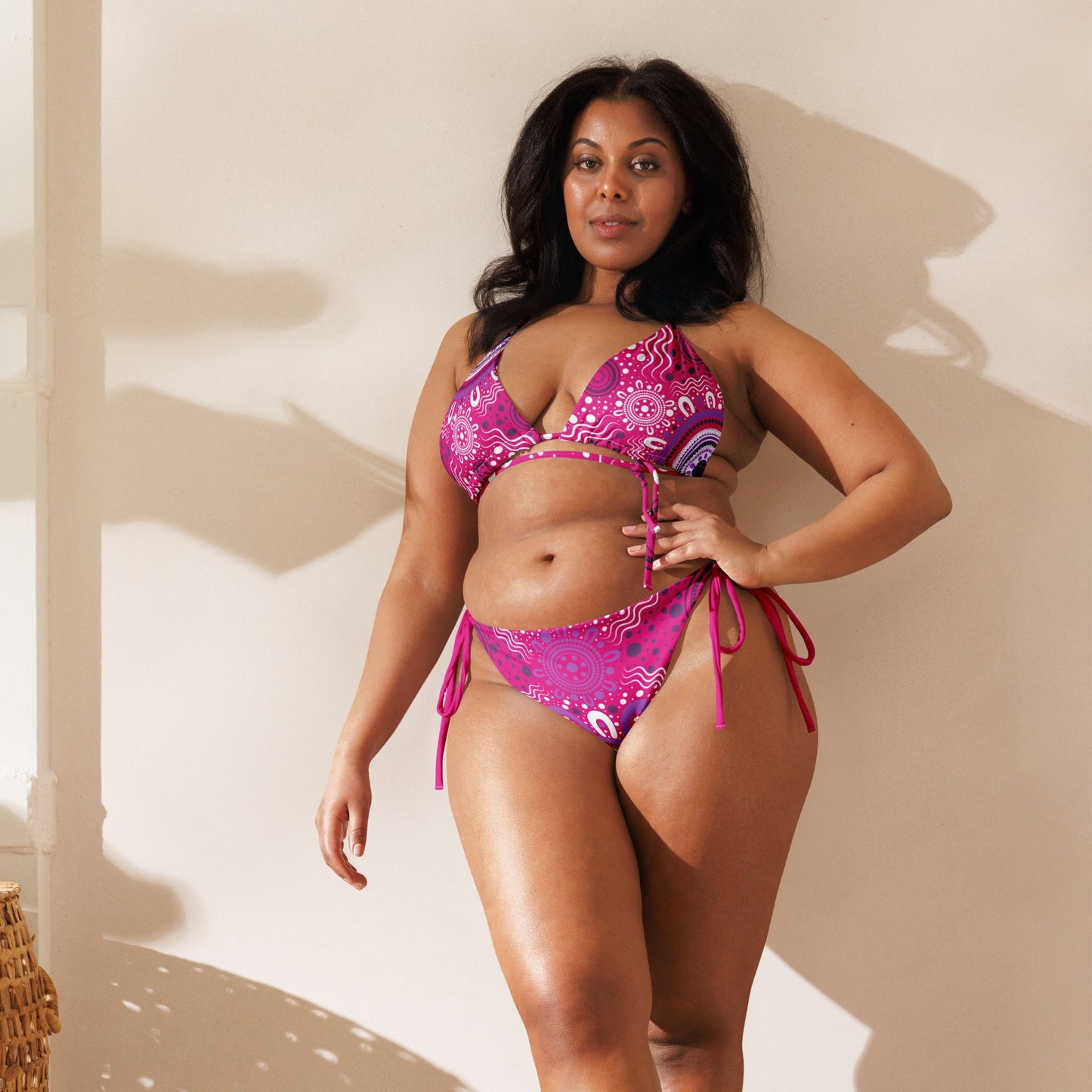 "Woven Together" Pink and Purple Bikini Set - Aboriginal Art by LaniBikini
