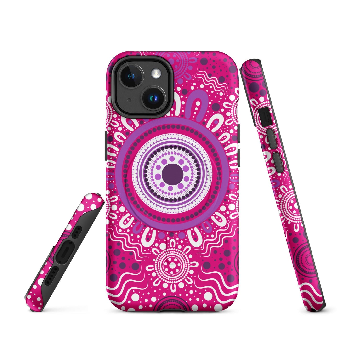 "Woven Together" Pink and Purple MagSafe® Tough Case for iPhone® - Aboriginal Art by Lani