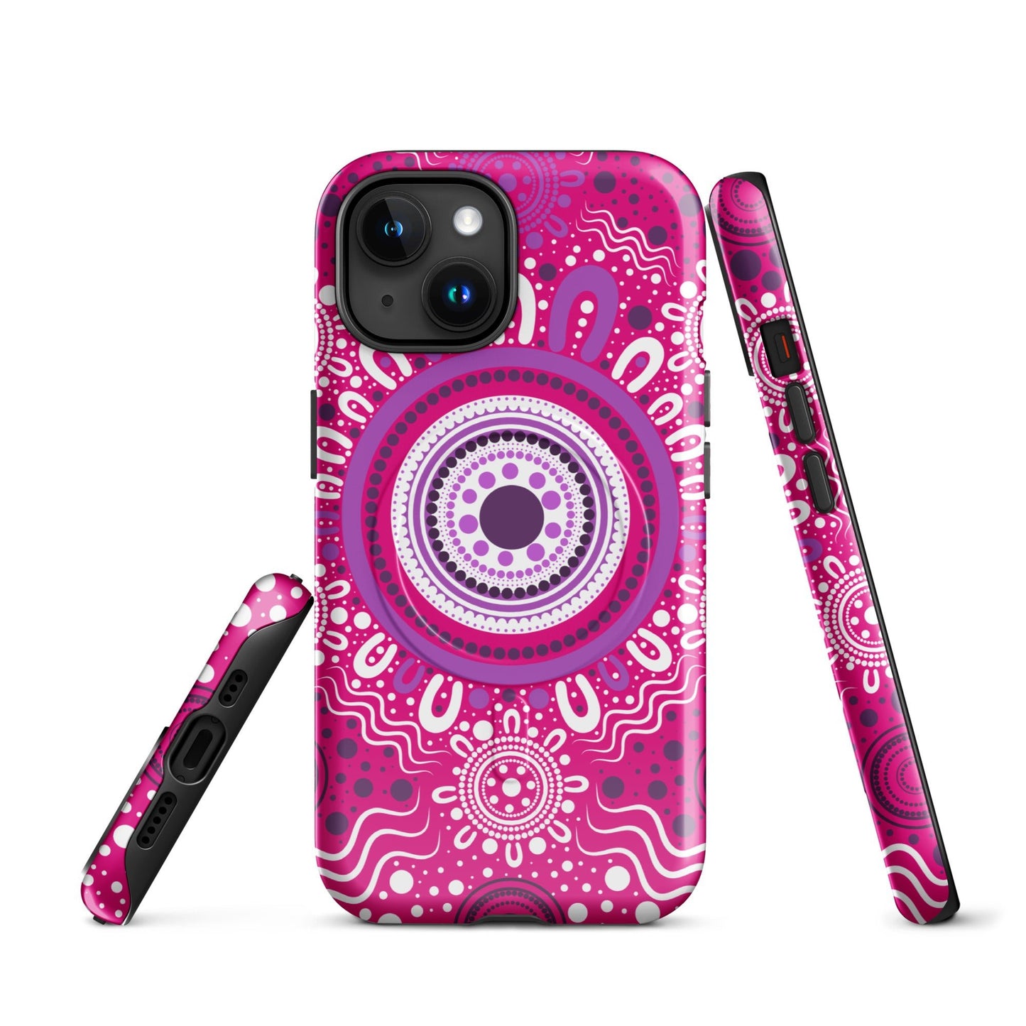 "Woven Together" Pink and Purple MagSafe® Tough Case for iPhone® - Aboriginal Art by Lani
