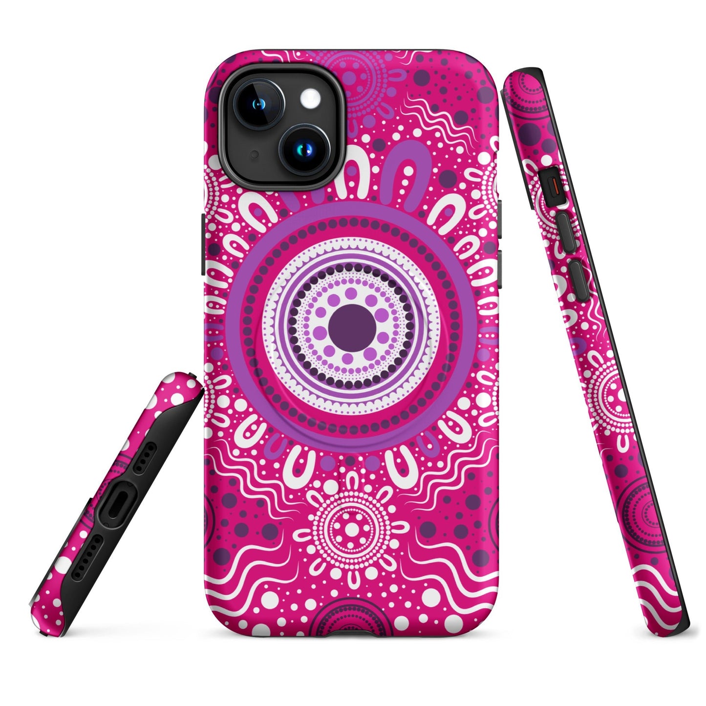 "Woven Together" Pink and Purple MagSafe® Tough Case for iPhone® - Aboriginal Art by Lani