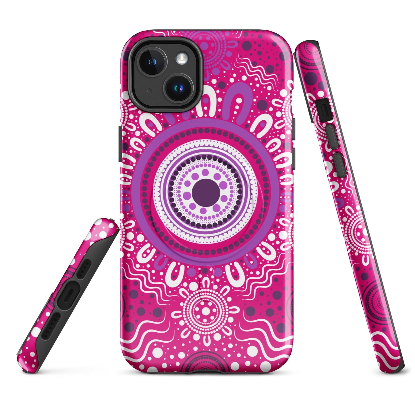 "Woven Together" Pink and Purple MagSafe® Tough Case for iPhone® - Aboriginal Art by Lani