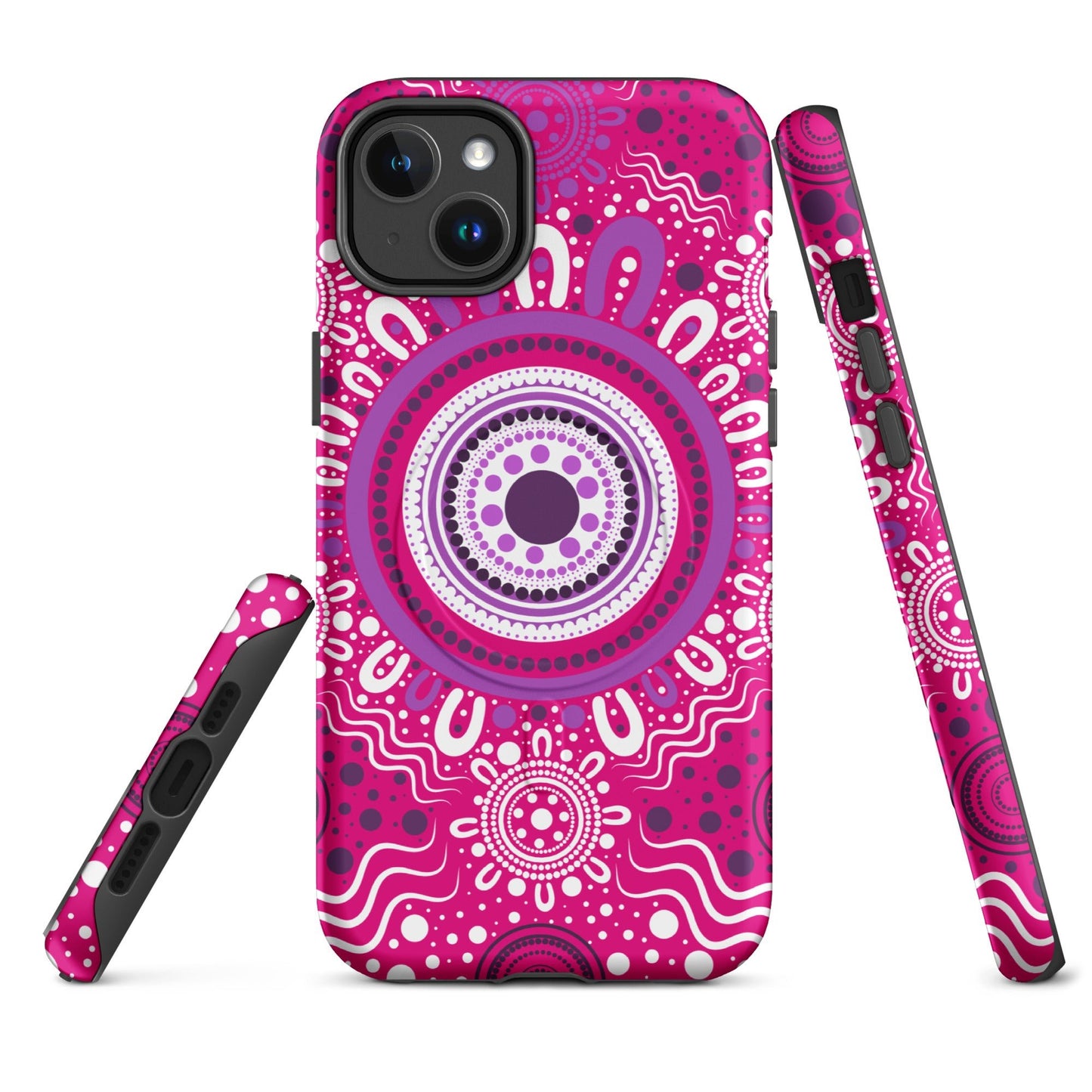 "Woven Together" Pink and Purple MagSafe® Tough Case for iPhone® - Aboriginal Art by Lani