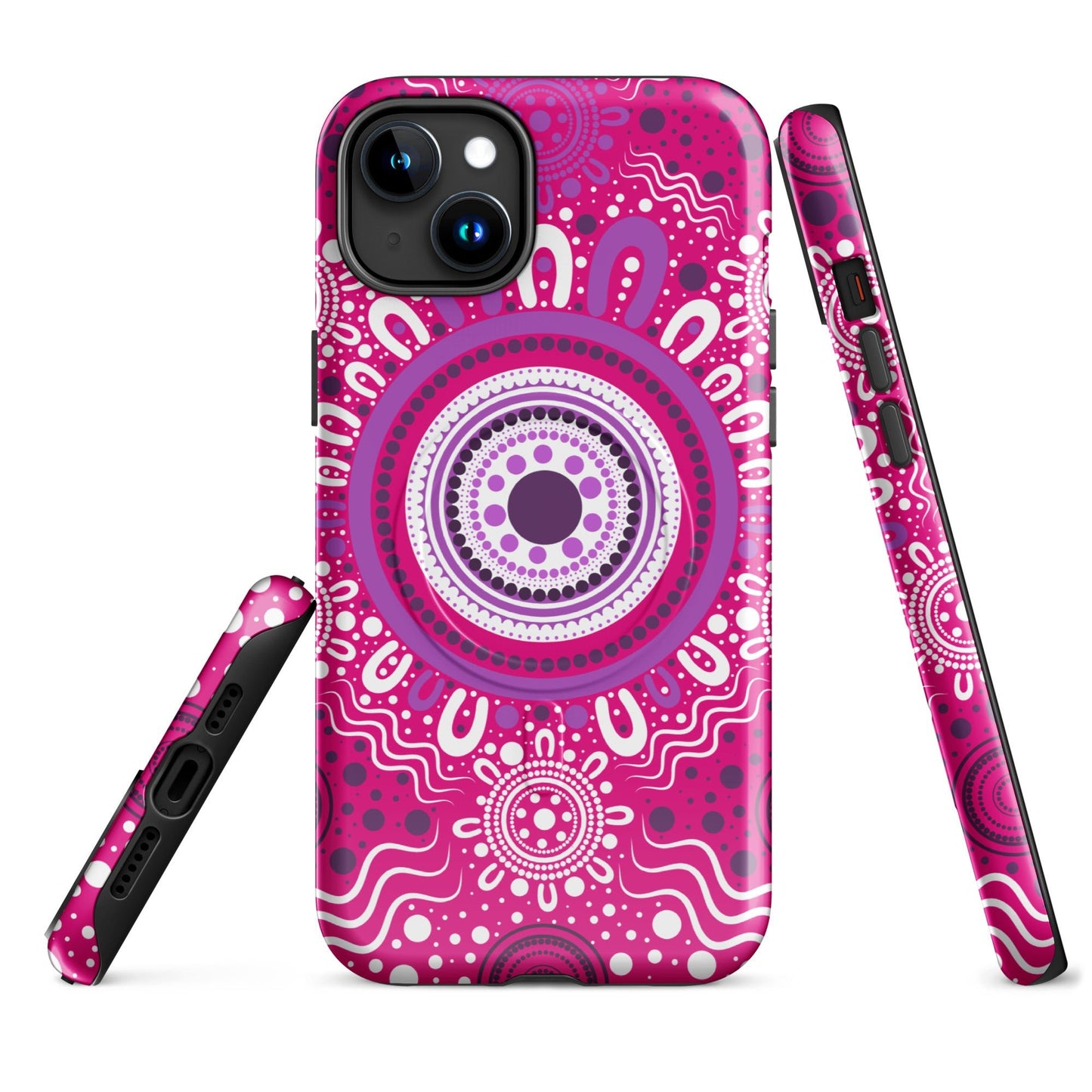 "Woven Together" Pink and Purple MagSafe® Tough Case for iPhone® - Aboriginal Art by Lani