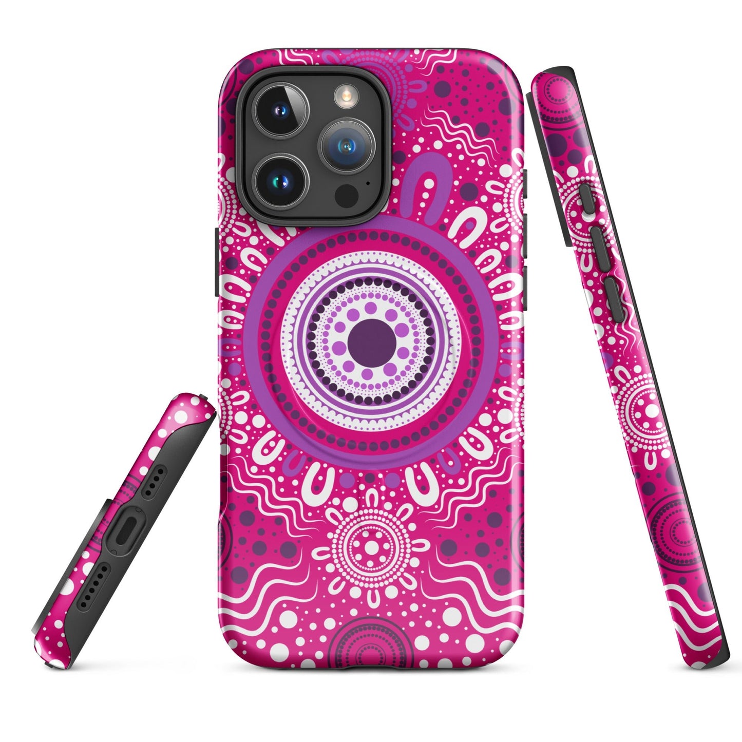 "Woven Together" Pink and Purple MagSafe® Tough Case for iPhone® - Aboriginal Art by Lani