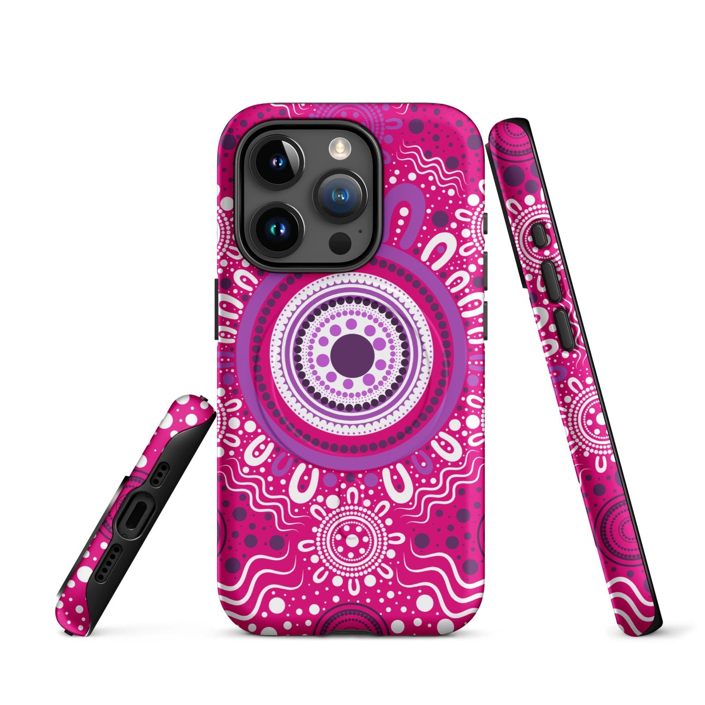 "Woven Together" Pink and Purple MagSafe® Tough Case for iPhone® - Aboriginal Art by Lani