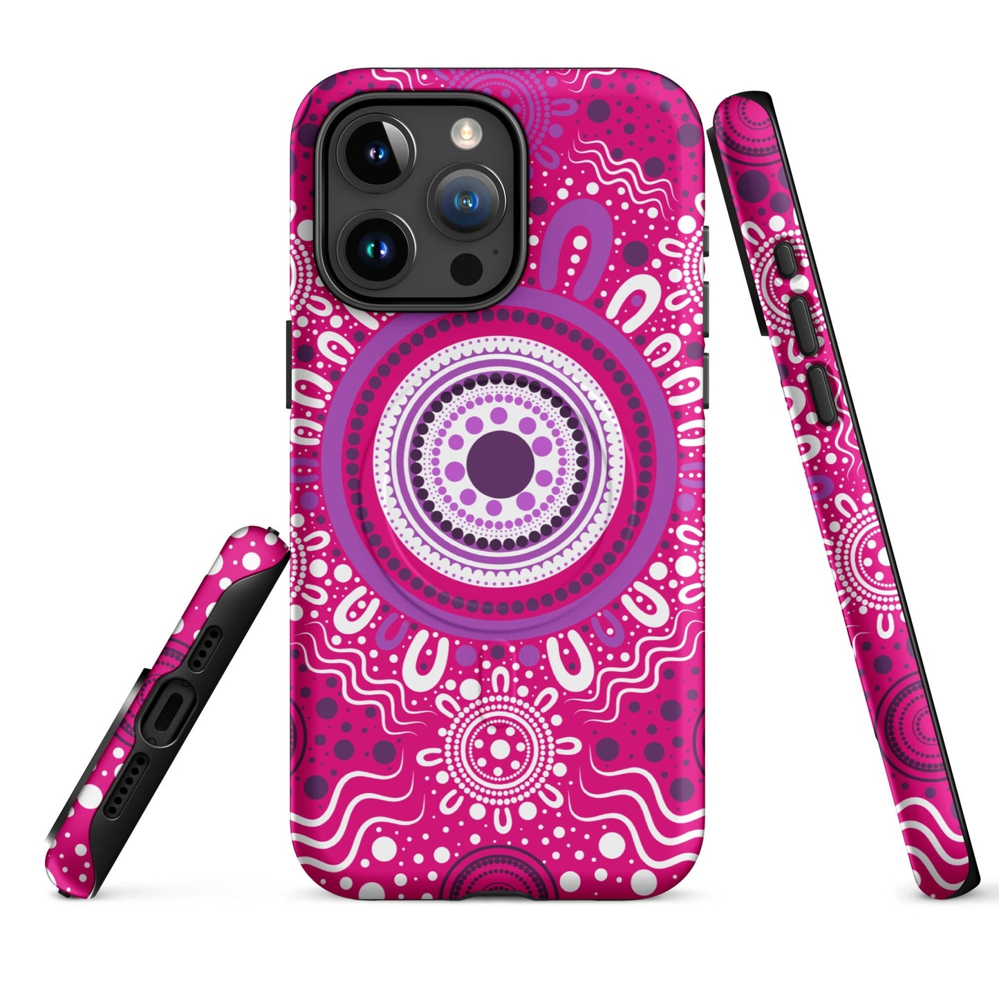 "Woven Together" Pink and Purple MagSafe® Tough Case for iPhone® - Aboriginal Art by Lani