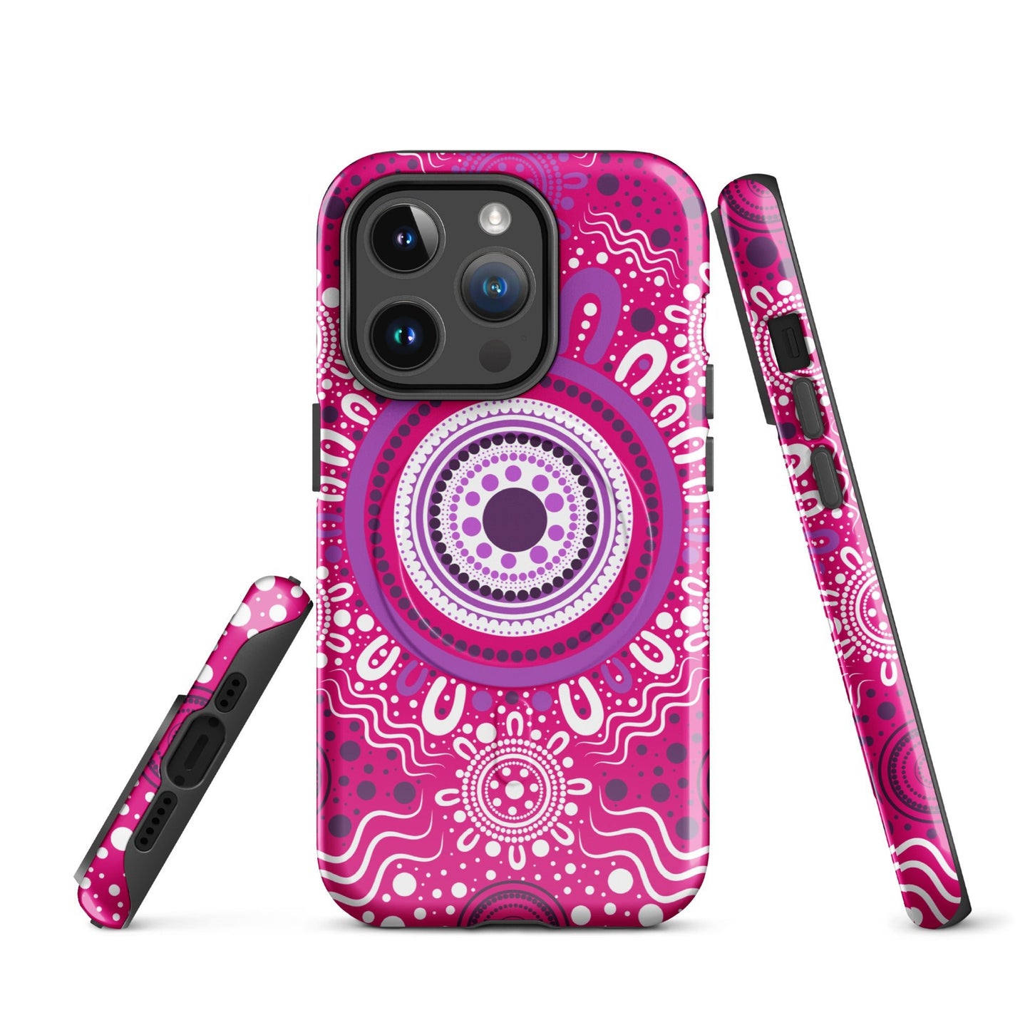 "Woven Together" Pink and Purple MagSafe® Tough Case for iPhone® - Aboriginal Art by Lani