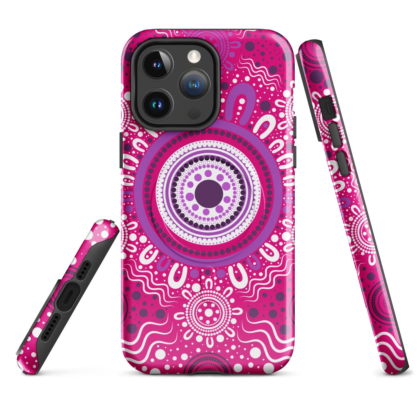 "Woven Together" Pink and Purple MagSafe® Tough Case for iPhone® - Aboriginal Art by Lani