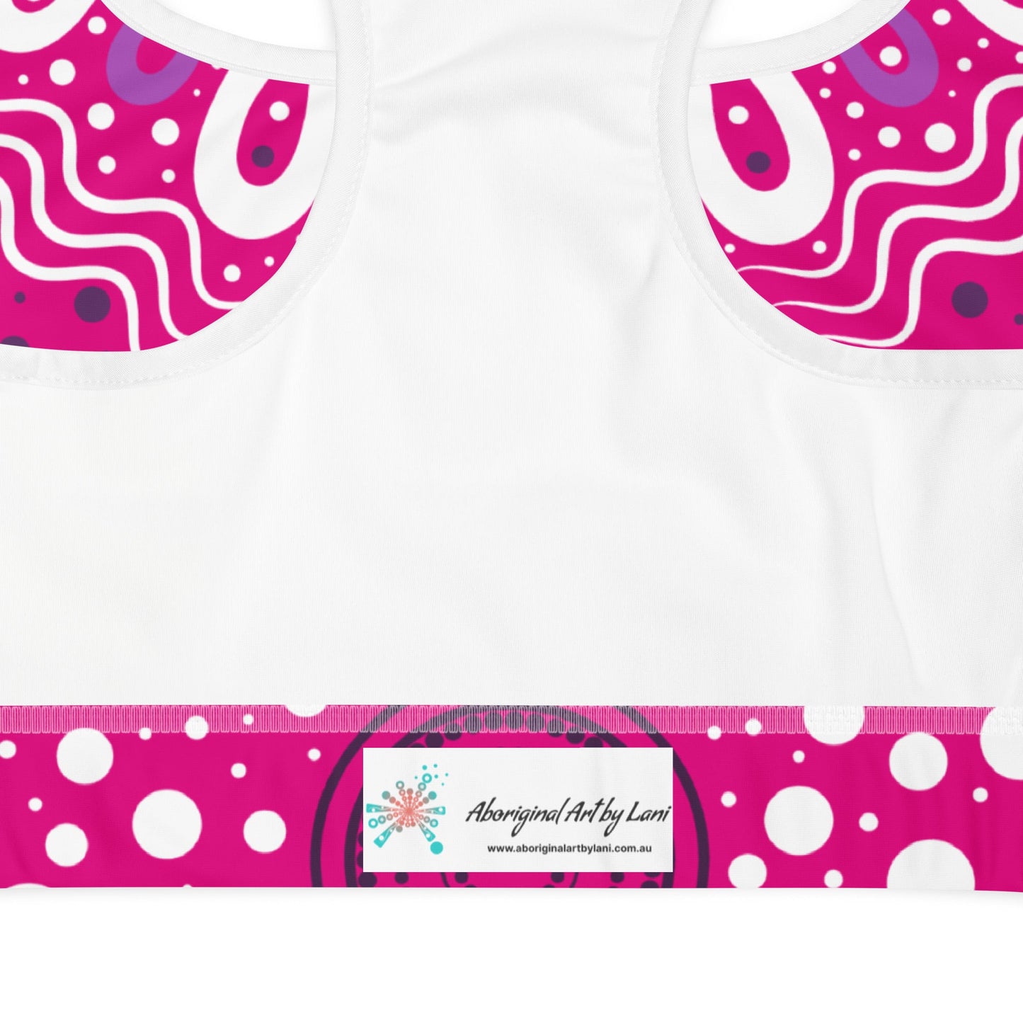 "Woven Together" Pink Padded Sports Bra - Aboriginal Art by Lani