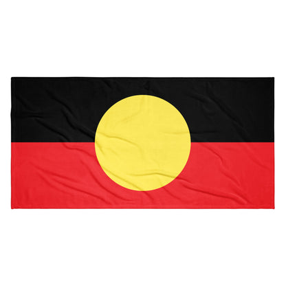 Aboriginal Flag Towel - Aboriginal Art by Lani