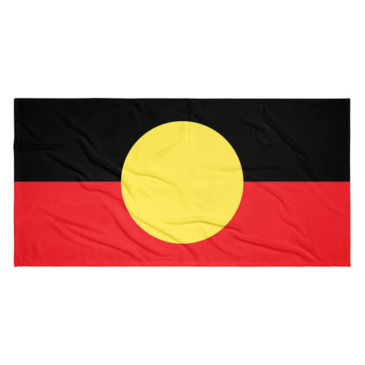 Aboriginal Flag Towel - Aboriginal Art by Lani