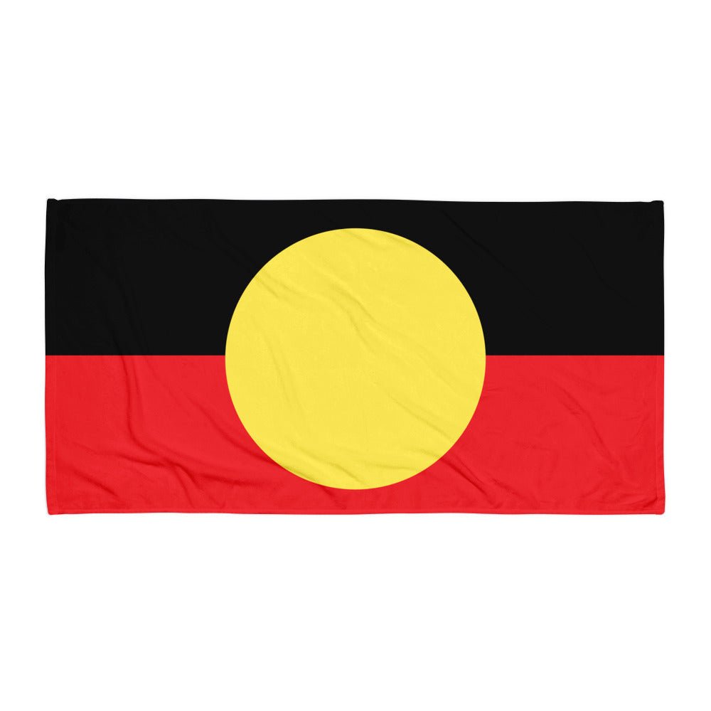 Aboriginal Flag Towel - Aboriginal Art by Lani