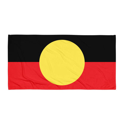 Aboriginal Flag Towel - Aboriginal Art by Lani
