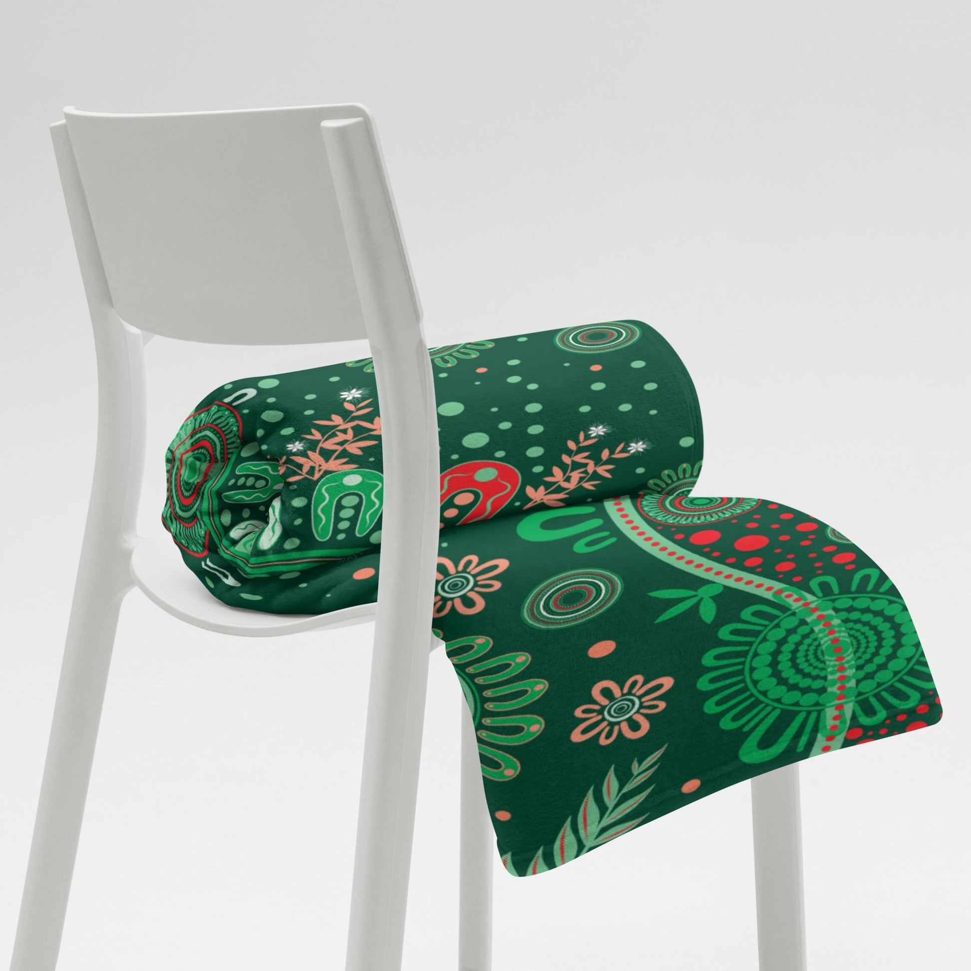 Christmas Throw Blanket - Green - Aboriginal Art by Lani