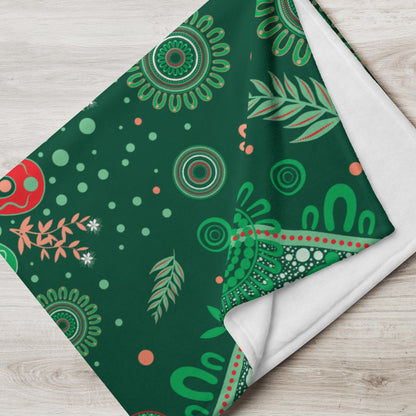 Christmas Throw Blanket - Green - Aboriginal Art by Lani