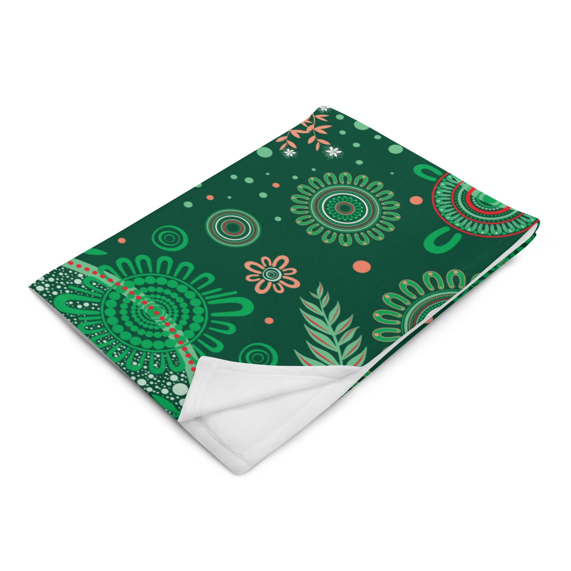 Christmas Throw Blanket - Green - Aboriginal Art by Lani