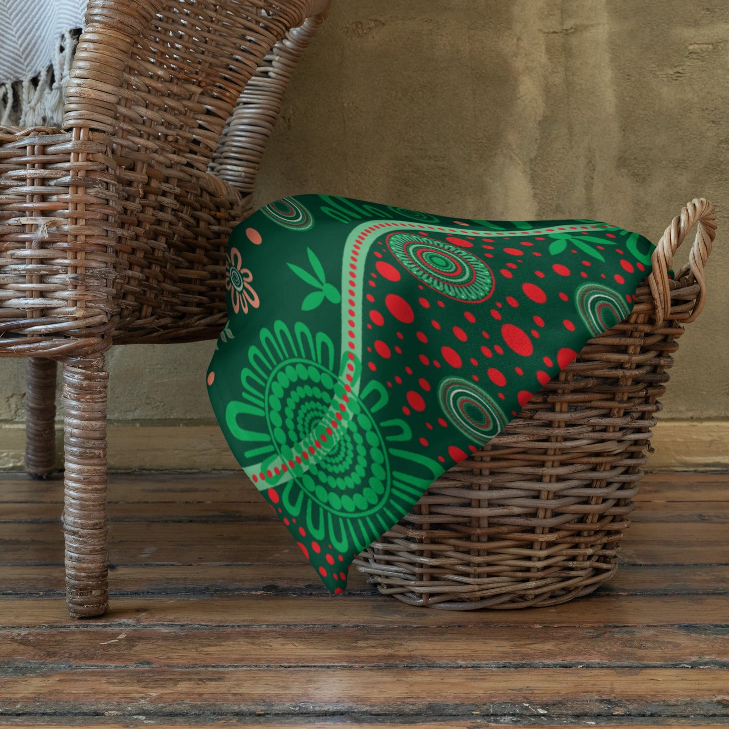 Christmas Throw Blanket - Green - Aboriginal Art by Lani