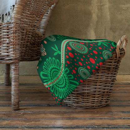 Christmas Throw Blanket - Green - Aboriginal Art by Lani