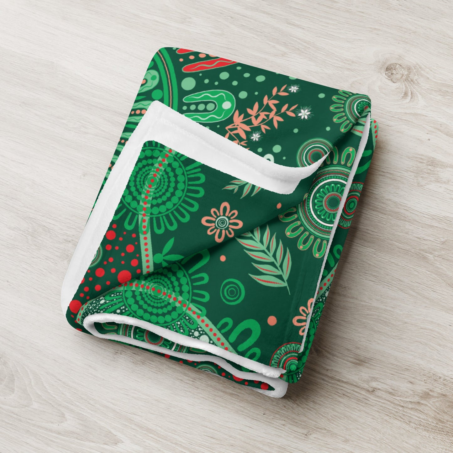 Christmas Throw Blanket - Green - Aboriginal Art by Lani