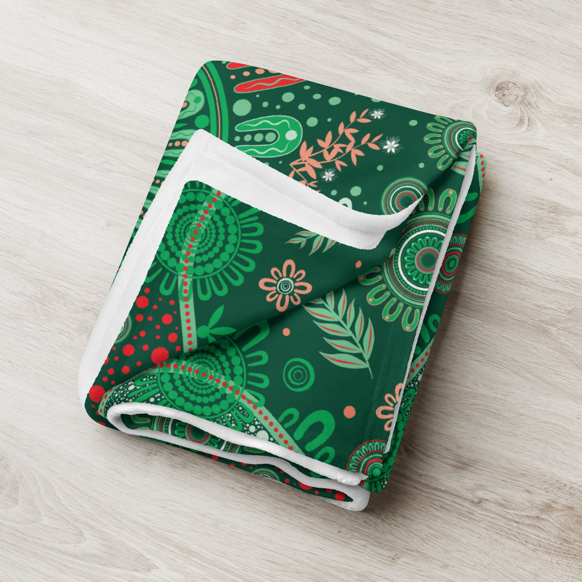 Christmas Throw Blanket - Green - Aboriginal Art by Lani