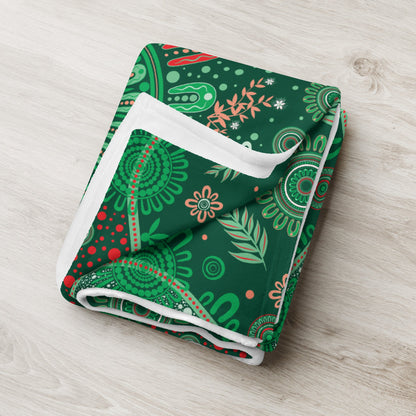 Christmas Throw Blanket - Green - Aboriginal Art by Lani
