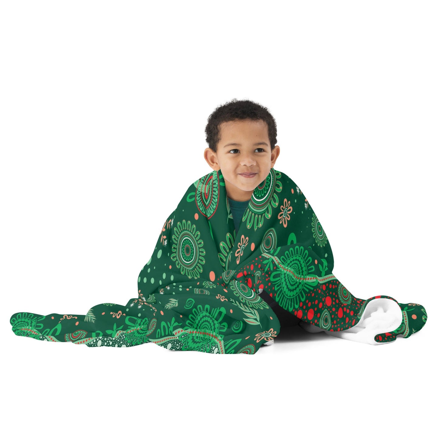 Christmas Throw Blanket - Green - Aboriginal Art by Lani