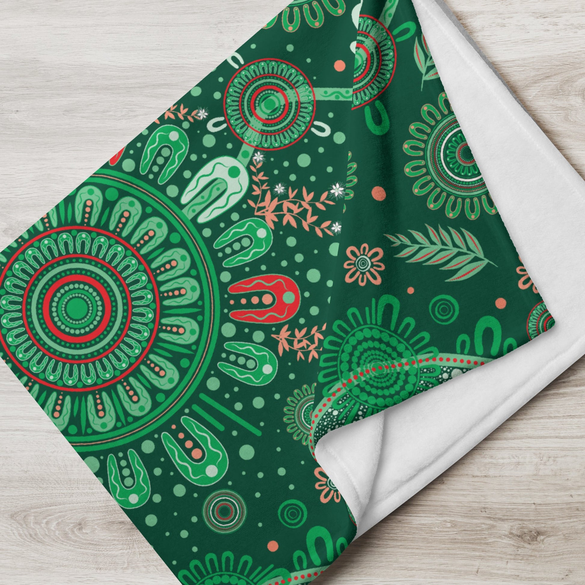Christmas Throw Blanket - Green - Aboriginal Art by Lani