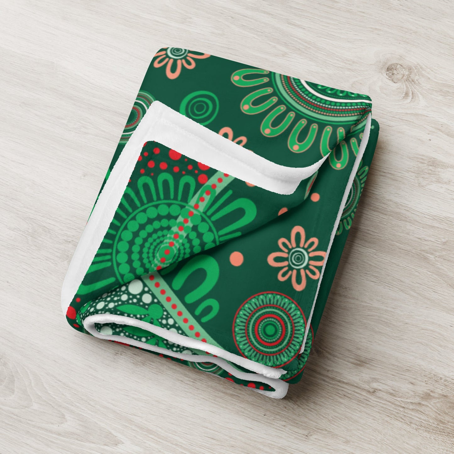 Christmas Throw Blanket - Green - Aboriginal Art by Lani