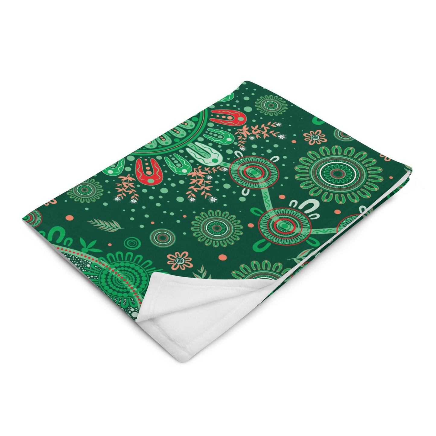 Christmas Throw Blanket - Green - Aboriginal Art by Lani