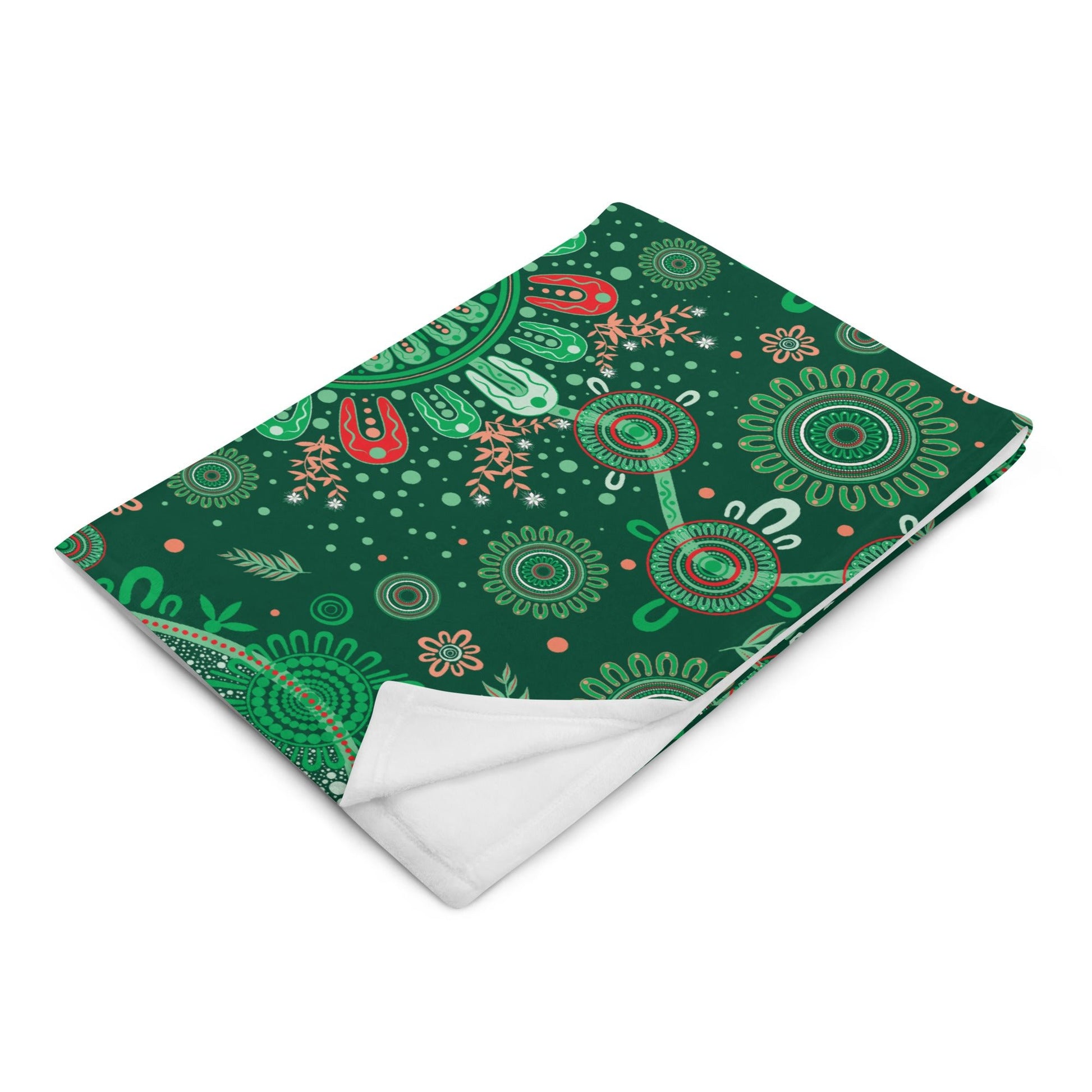 Christmas Throw Blanket - Green - Aboriginal Art by Lani