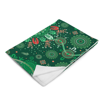 Christmas Throw Blanket - Green - Aboriginal Art by Lani