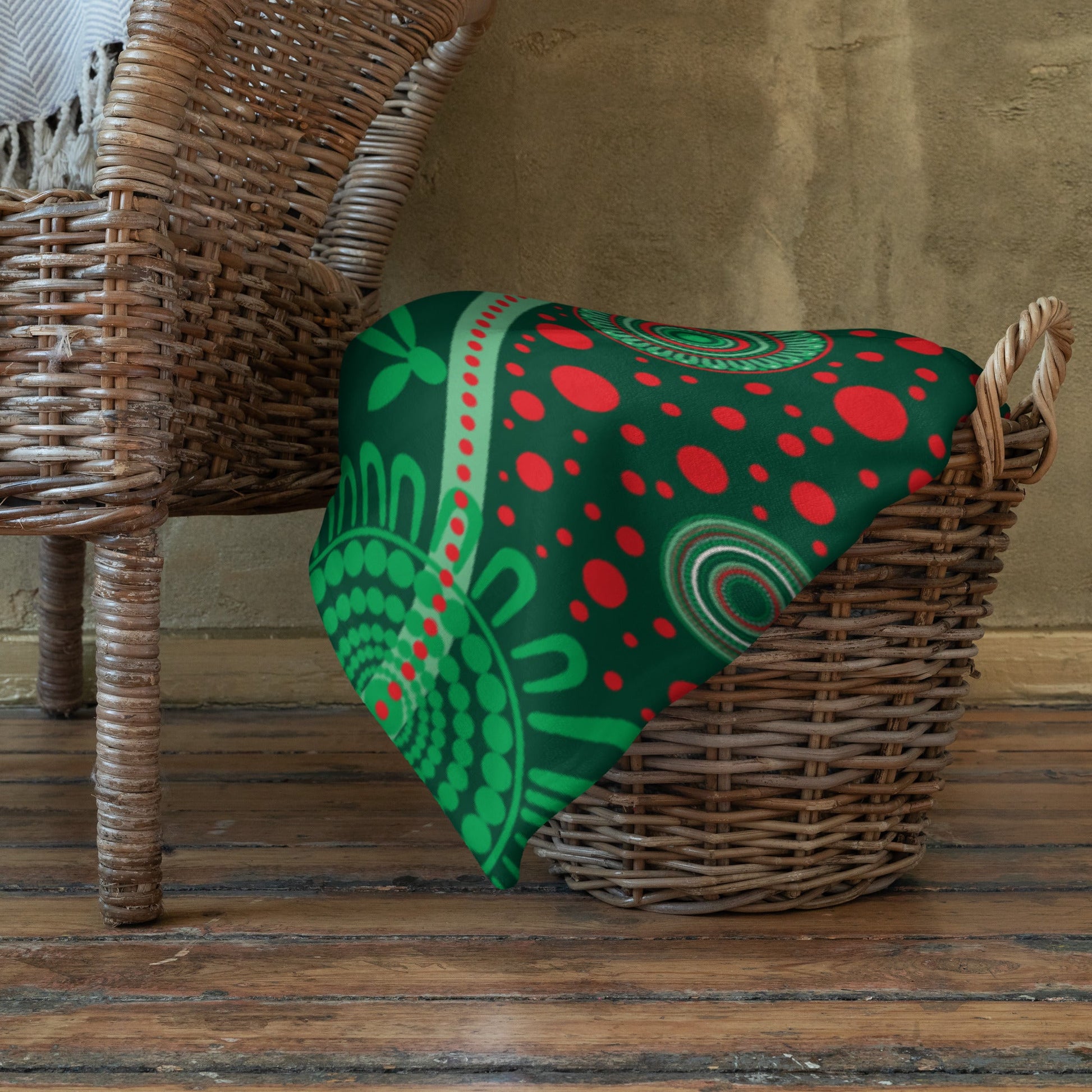 Christmas Throw Blanket - Green - Aboriginal Art by Lani
