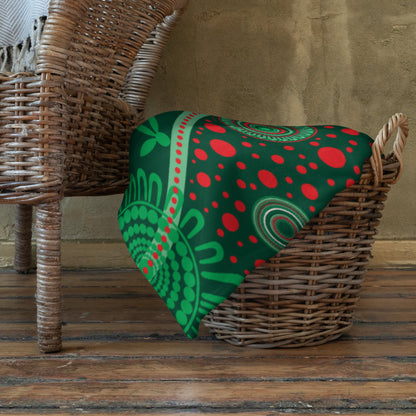 Christmas Throw Blanket - Green - Aboriginal Art by Lani