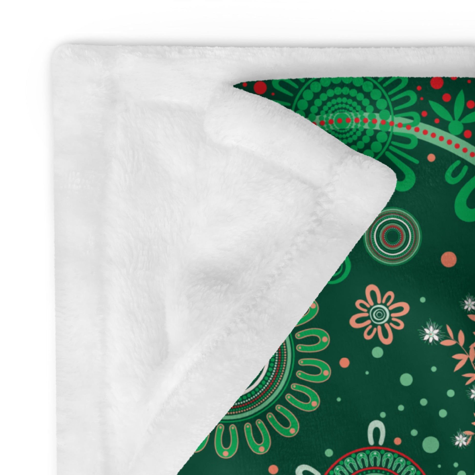 Christmas Throw Blanket - Green - Aboriginal Art by Lani