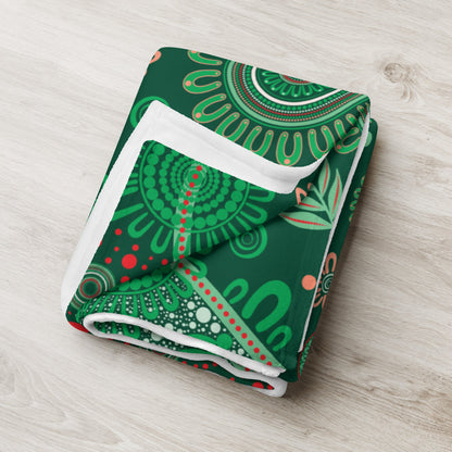 Christmas Throw Blanket - Green - Aboriginal Art by Lani