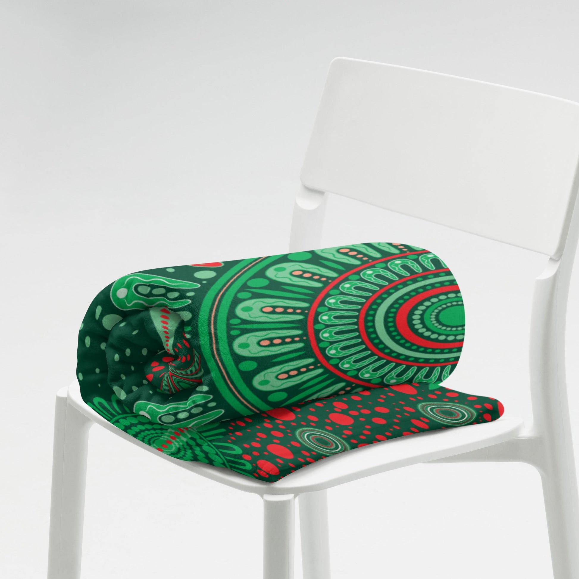 Christmas Throw Blanket - Green - Aboriginal Art by Lani