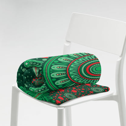 Christmas Throw Blanket - Green - Aboriginal Art by Lani