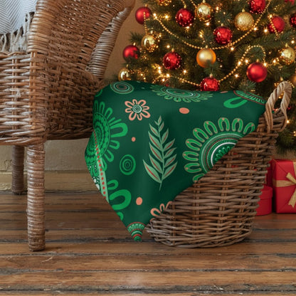 Christmas Throw Blanket - Green - Aboriginal Art by Lani
