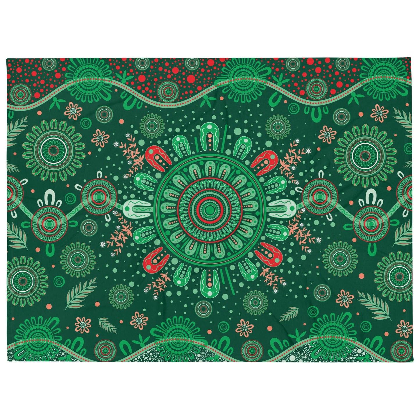 Christmas Throw Blanket - Green - Aboriginal Art by Lani