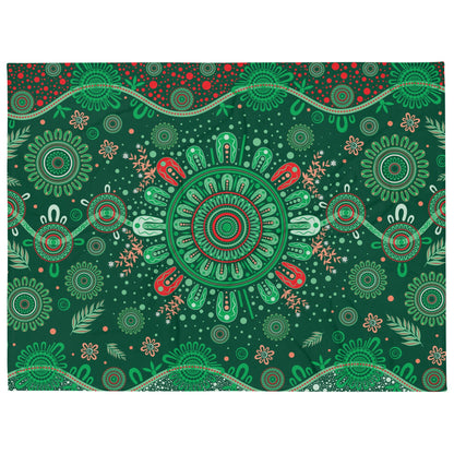 Christmas Throw Blanket - Green - Aboriginal Art by Lani