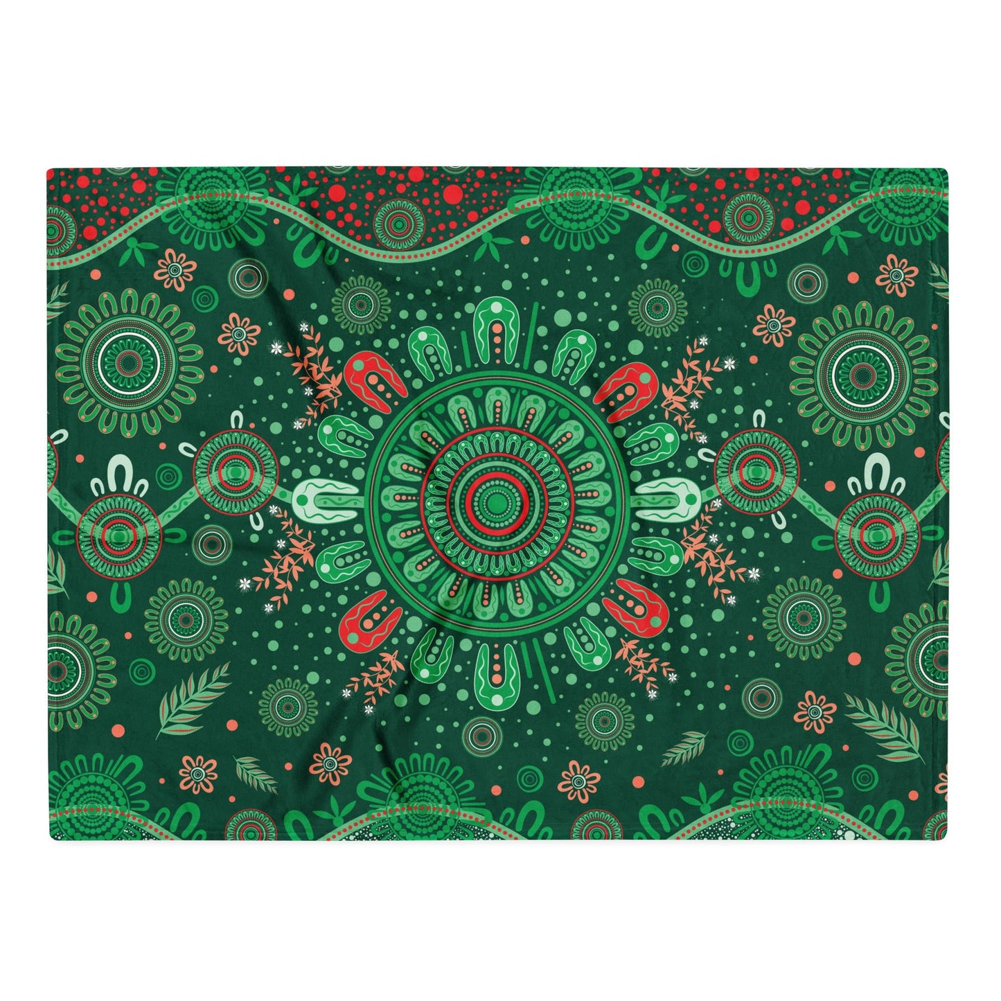 Christmas Throw Blanket - Green - Aboriginal Art by Lani