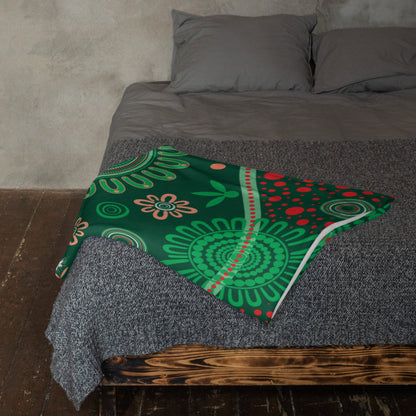 Christmas Throw Blanket - Green - Aboriginal Art by Lani
