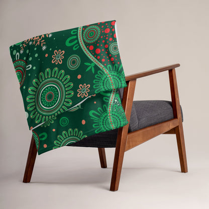 Christmas Throw Blanket - Green - Aboriginal Art by Lani